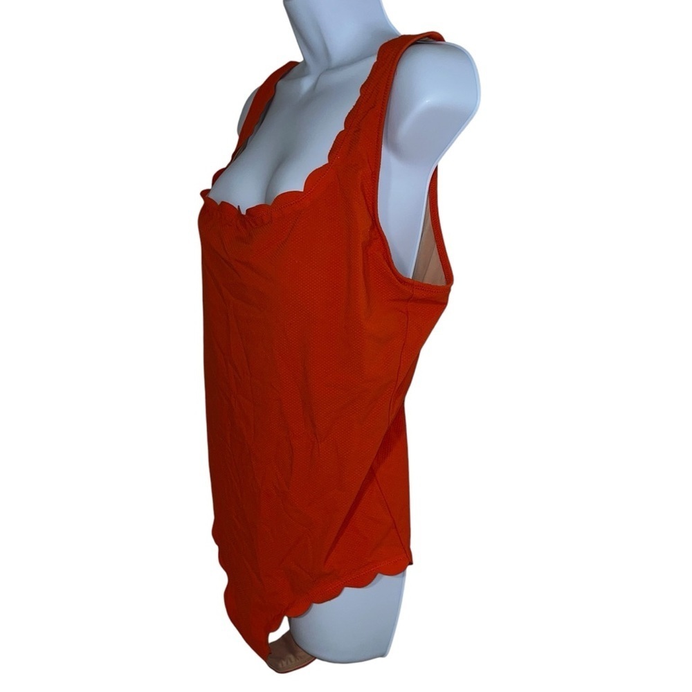 j. Crew red orange rush tank swimsuit bathing suit one piece 16 scalloped detail - Picture 4 of 7